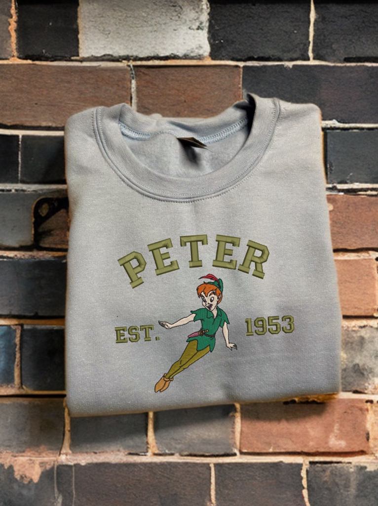 Sweat à col rond brodé inspiré Peter Pan enfant