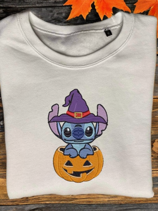 Sweat brodé Stitch Halloween