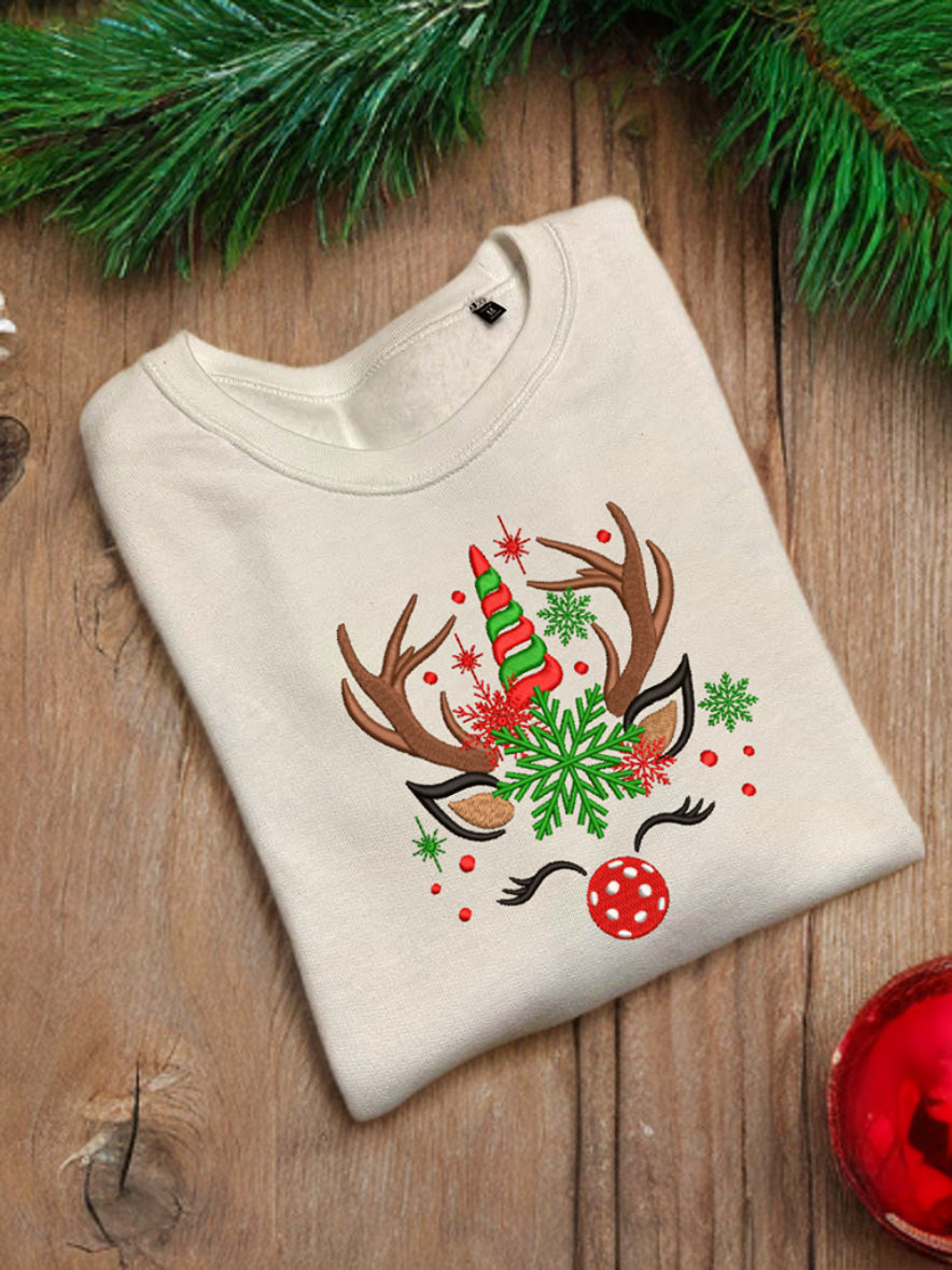 Sweat brodé Renne Noel